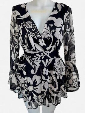 NWT black and white floral Indulge InStyle romper